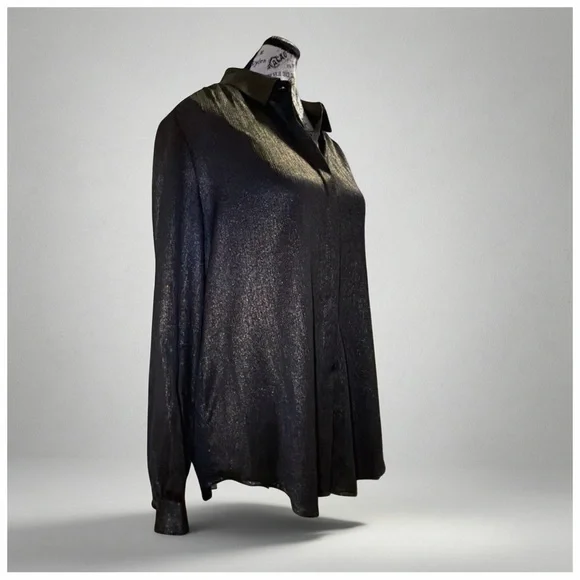 Chico’s Iridescent Sheen Button-Front Blouse – Women’s Size 0 - Picture 2 of 12